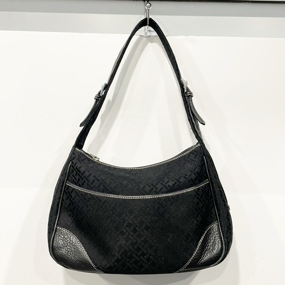 Vintage Talbots Women Handbag Purse 90s Y2K Printed Nylon Genuine Leather Trim - Picture 1 of 13